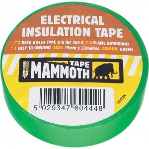Image of Everbuild Electrical Insulation Tape Green 19mm 33m