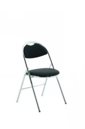 Image of Milan Folding Chair Black Vinyl Chrome Frame BR000304