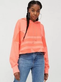 Image of adidas Originals Large Logo Cropped Hoodie - Pink, Size 10, Women
