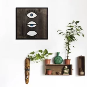 Image of Eyes Black White Decorative Wooden Wall Accessory