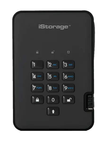 Image of iStorage diskAshur2 SSD 256GB Mobile External Solid State Drive in Black