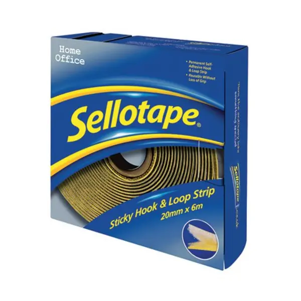 Image of Sellotape Sellotape Sticky Hook and Loop Strip 20mmx6m 1445180 1445180