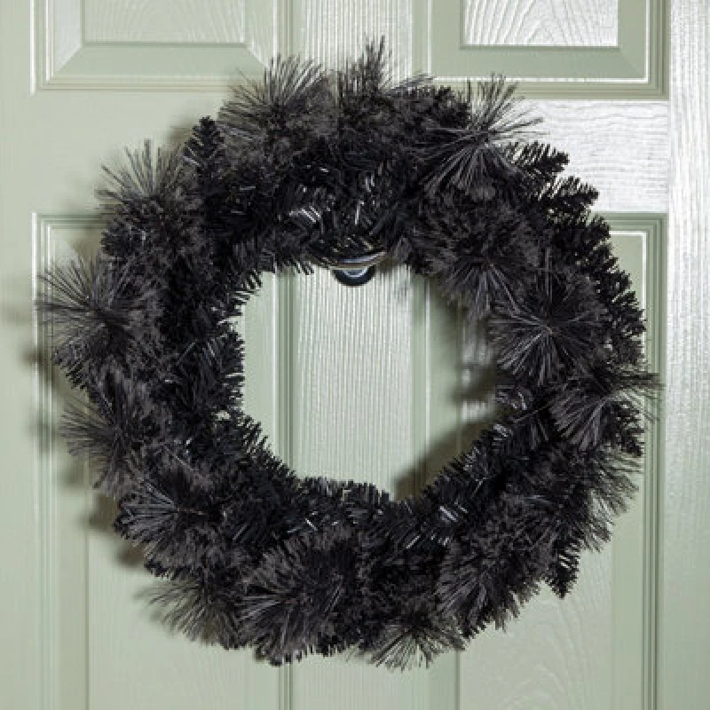Image of Samuel Alexander 50Cm Plain Black Tipped Hanging Christmas & Halloween Artificial Wreath