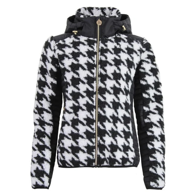 Image of Womens zip-up two-tone hooded fleece with chest badge Peak Mountain Noir Female S
