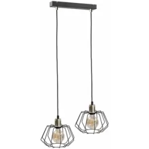Image of Keter Luna Bar Pendant Ceiling Light Gold, 55cm, 2x E27