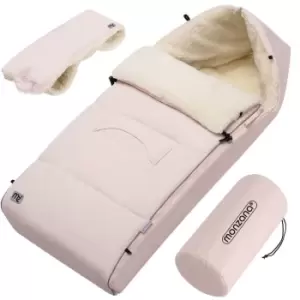 Image of Monzana - Baby Footmuff Hand Warmer Weatherproof Reflective Strips Zip Removable Washable For Strollers Prams 90x60cm Grey Rose