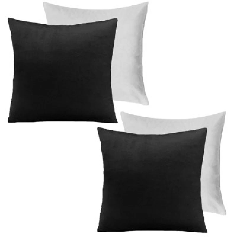 Image of OHS OHS 2 x Matte Velvet Filled Cushion Covers Soft Zip in Black Size: 45cm x 45cm Black 45cm x 45cm Unisex 5027434178797