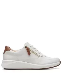 Image of Clarks Un Rio Zip Leather Trainer, White, Size 5, Women