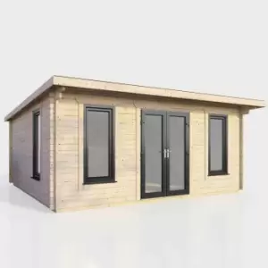 Image of Power 18' x 14' Pent Log Cabin - Central Doors