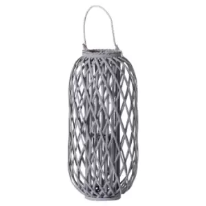 Image of Large Grey Standing Wicker Lantern