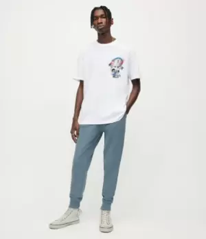 Image of AllSaints Mens Raven Cuffed Slim Sweatpants, Aged Blue, Size: M