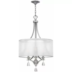 Image of Loops - 3 Bulb Chandelier Hanging Pendant LIght Brushed Nickel LED E14 60W Bulb