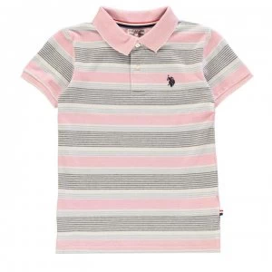 Image of US Polo Assn Oxford Striped Polo Shirt - Prism Pink