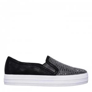 Image of Skechers Double Up Slip On Trainers Ladies - Black