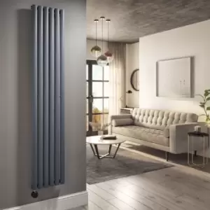 Image of Anthracite Electric Vertical Designer Radiator 2kW with WiFi Thermostat - H1800xW354mm - IPX4 Bathroom Safe