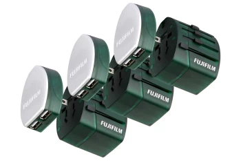 Image of Fujifilm WorldTrip Dual USB Charger and Travel Adapter - Green, Triple Pack