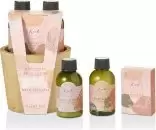 Image of The Kind Edit Co. Kind Pamper Plant Pot Gift Set 100ml Body Wash + 100ml Body Lotion + 50g Bath Crystals + Wooden Plant Pot