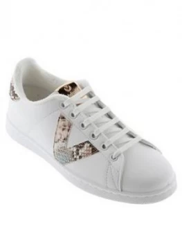 Image of Victoria Leather Tennis Snake V Logo Trainer