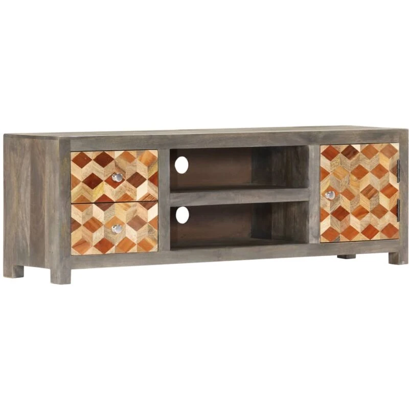 Image of VIDAXL TV Cabinet Grey 120x30x40cm Solid Mango Wood vidaXL 282735