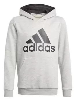 Image of adidas Essentials Kids Boys Big Logo Overhead Hoodie - Light Grey, Light Grey, Size 9-10 Years