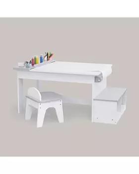 Image of Fantasy Fields by Teamson Kids Little Artist Monet Play Art Table Kids Furniture White/Gray - Ages 3-7