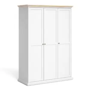 Image of Paris Wardrobe With 3 Doors In White And Oak Effect