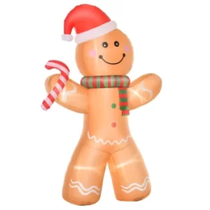 Image of HOMCOM Christmas Inflatable Gingerbread Man Lighted Home Indoor Outdoor Decoration (2.4m)