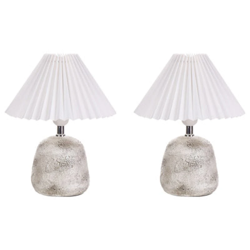Image of Beliani Set Of 2 Table Lamps Zeyi Ceramic White