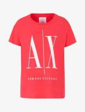 Image of Armani Exchange Logo T-Shirt Red Size L Women