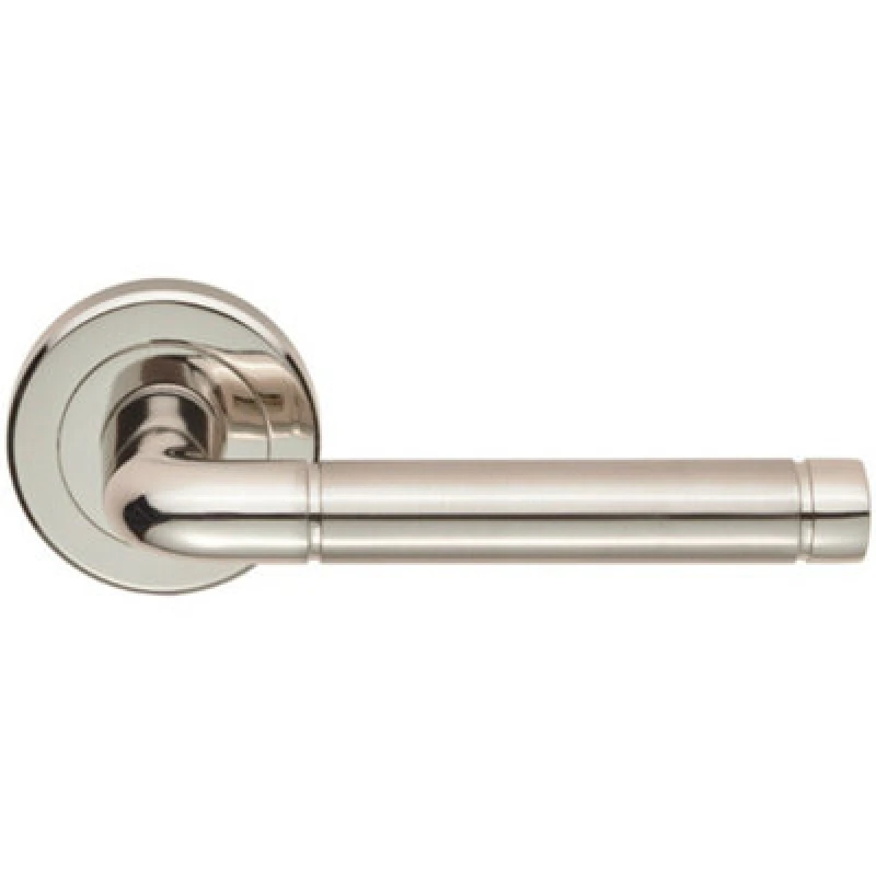 Image of Loops PAIR Straight Elliptical Lever on Round Rose Concealed Fix Polished Satin Nickel Metallics