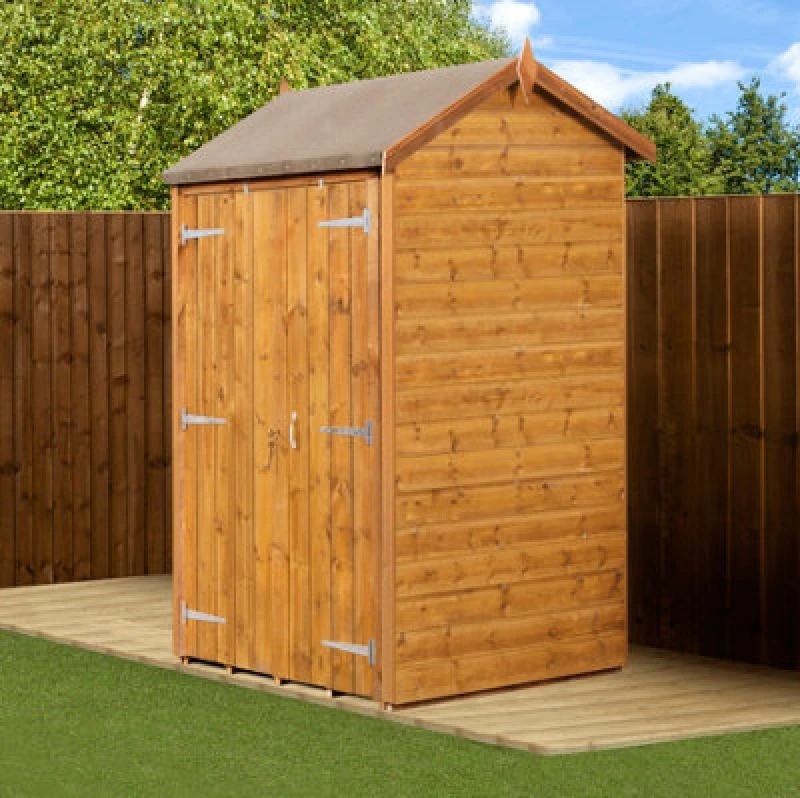 Image of Empire Sheds Empire Modular Apex 4X4 Dipped Treated Tongue And Groove Wooden Garden Shed Double Door (4' X 4' / 4ft X 4ft) (4X4)