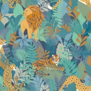 Image of Holden Decor Animal Kingdom Blue Wallpaper