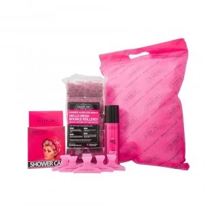 Image of Brown Leopard Sleep-In-Rollers In Drawstring Bag