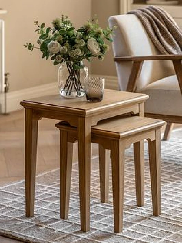Image of SO'HOME Harriet Oak Nesting Side Tables (Set of 2) Light Oak Wood ONE SIZE