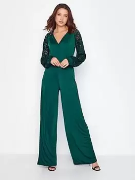 Image of Long Tall Sally Green Lace Jumpsuit, Green, Size 18-20, Women