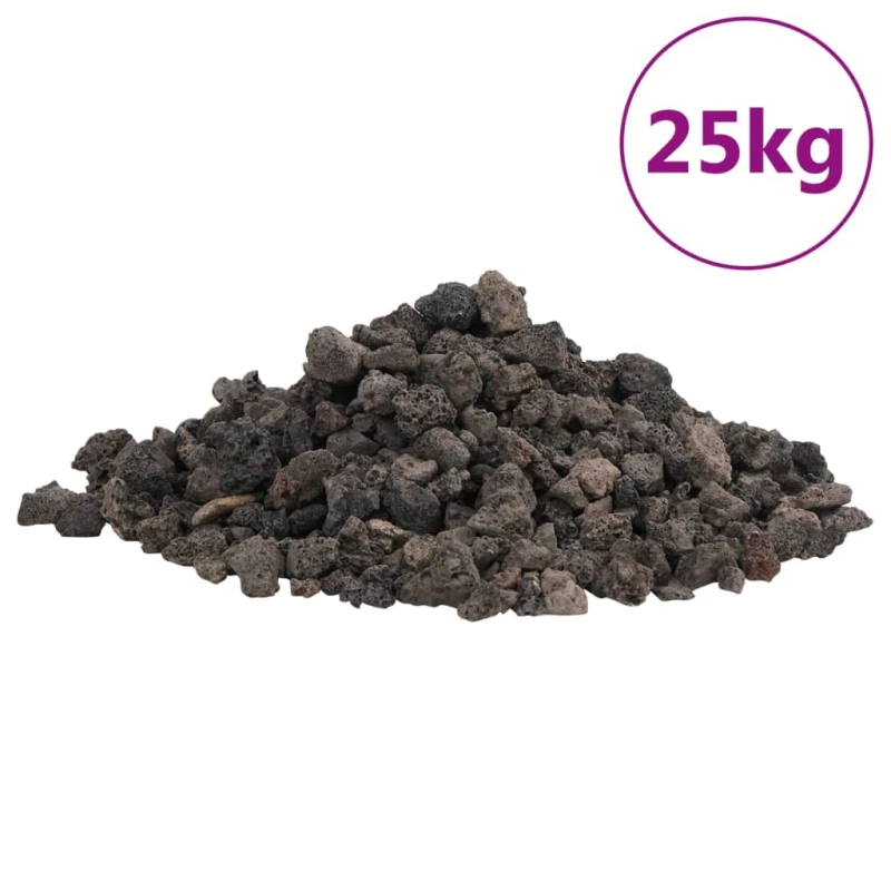 Image of vidaXL Volcanic Rocks 25 kg Black 1-2 cm, Black 155318