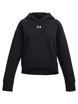 Image of Under Armour Girls Rival Fleece Crop Hoodie, Black/White, Size S=7-8 Years, Women