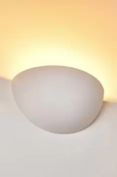 Image of Ceramic Wall Light Bowl Shaped Uplighter White Paintable Finish E14 (NO BULB)