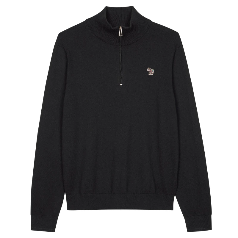 Image of Paul Smith Zebra Logo 1/4 Zip Sweater Black 79 male S