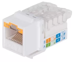 Image of Keystone Jack - Cat6 - UTP - Toolless - Locking Function - White - Flat - White - RJ-45 - Female - Gold - 22/26