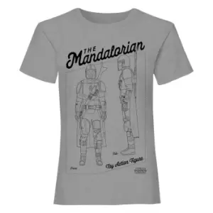 Image of Star Wars: The Mandalorian Girls Action Figure T-Shirt (7-8 Years) (Heather Grey)