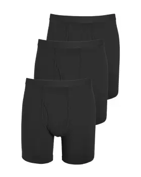 Image of Cotton Traders Mens 3 Pack Ultra-Comfort Longer Length Trunks in Black