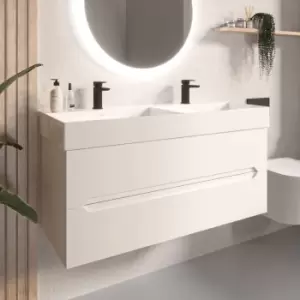 Image of 1200mm White Wall Hung Double Vanity Unit with Basin - Morella