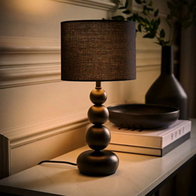 Image of ValueLights Marissa Stacked Ball Table Lamp Light with LED Bulb Black unisex