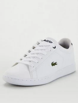 Image of Lacoste Carnaby Evo 120 Lace Up Trainers - White/Navy
