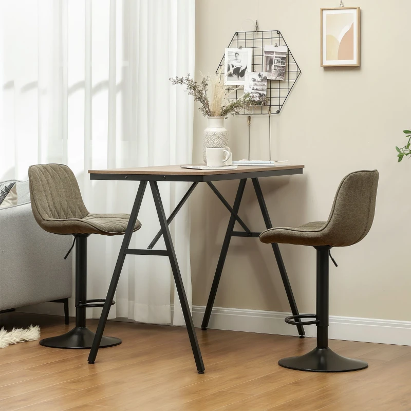 Image of HOMCOM HOMCOM Bar Stools Set of 2, Swivel Height Adjustable Barstools with Back in Brown Brown One Size Unisex 5063603510265