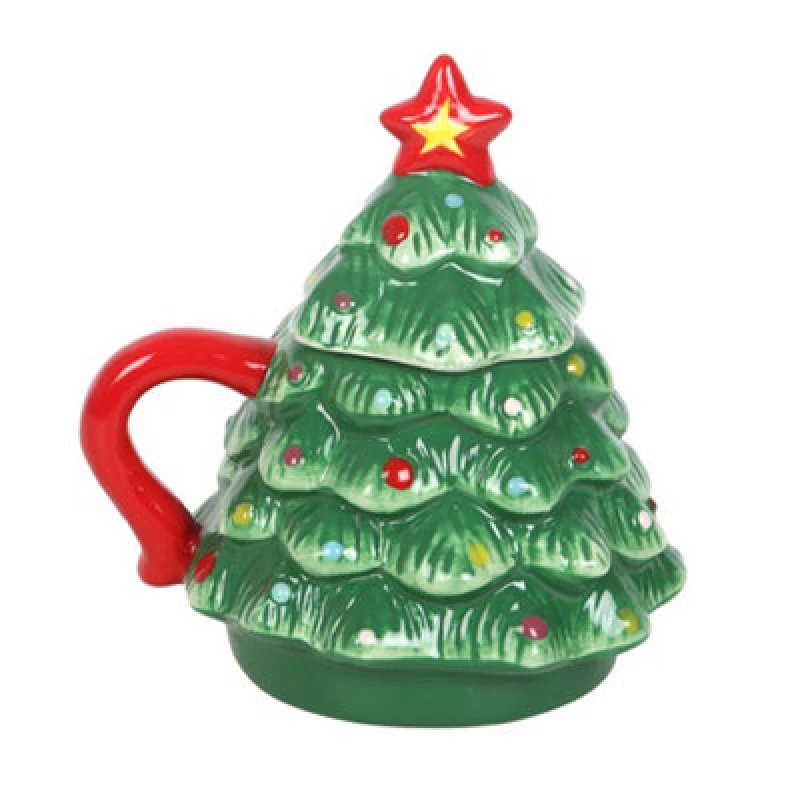 Image of Something Different Something Different Nostalgic Christmas Tree Mug in Green Green One Size Unisex 5063806851189