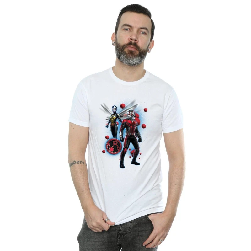 Image of Marvel Marvel Men Ant-Man And The Wasp Particle Pose T-Shirt in White Size: Small White S Male 5057864307450
