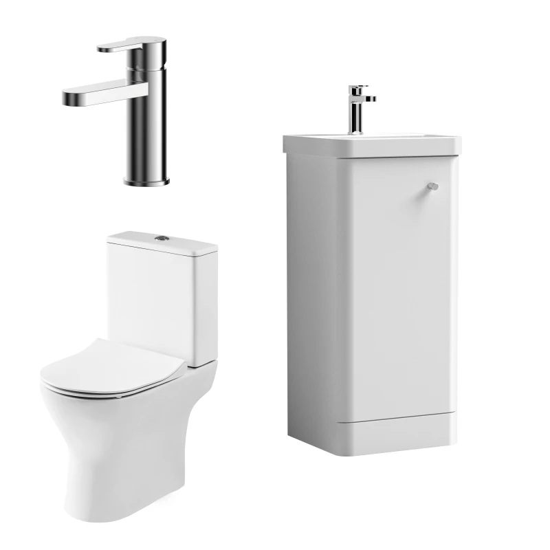 Image of Balterley Cloakroom Suite Vanity Unit Tap and Toilet White White
