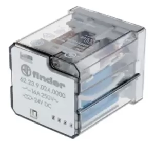 Image of Finder, 24V dc Coil Non-Latching Relay 3PDT, 16A Switching Current PCB Mount, 3 Pole, 62.23.9.024.0000